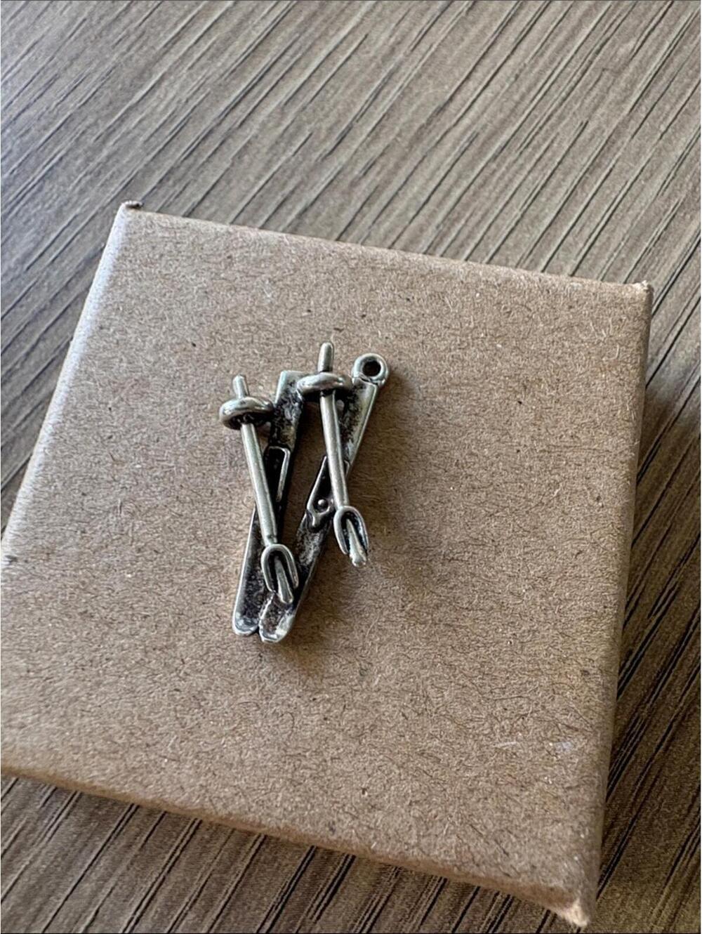 Sterling Silver Ski Charm Pendant